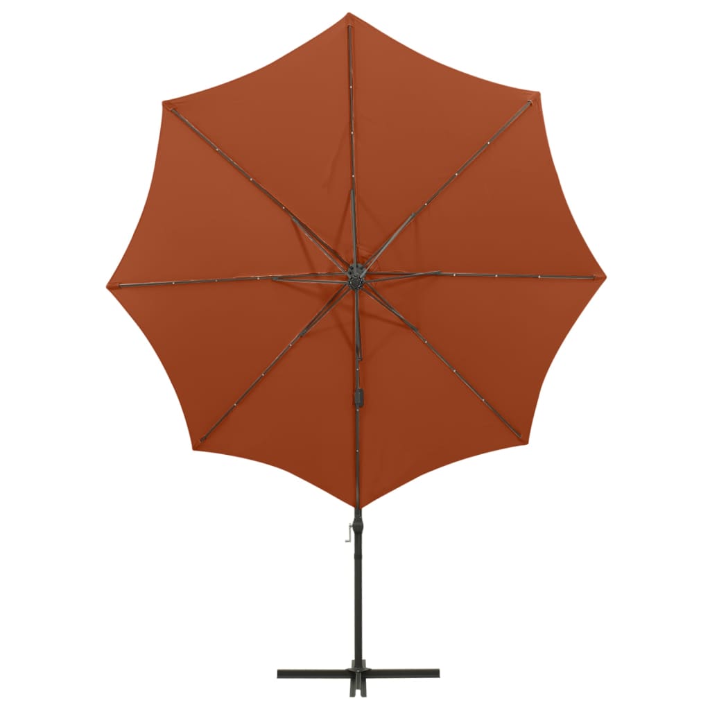 Zweefparasol Met Paal En Led-Verlichting 300 Cm Terracottakleur