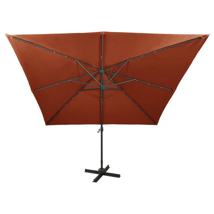 Zweefparasol Met Paal En Led-Verlichting 300 Cm Terracottakleur