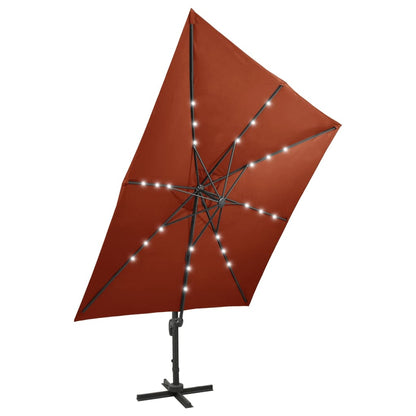 Zweefparasol Met Paal En Led-Verlichting 300 Cm Terracottakleur