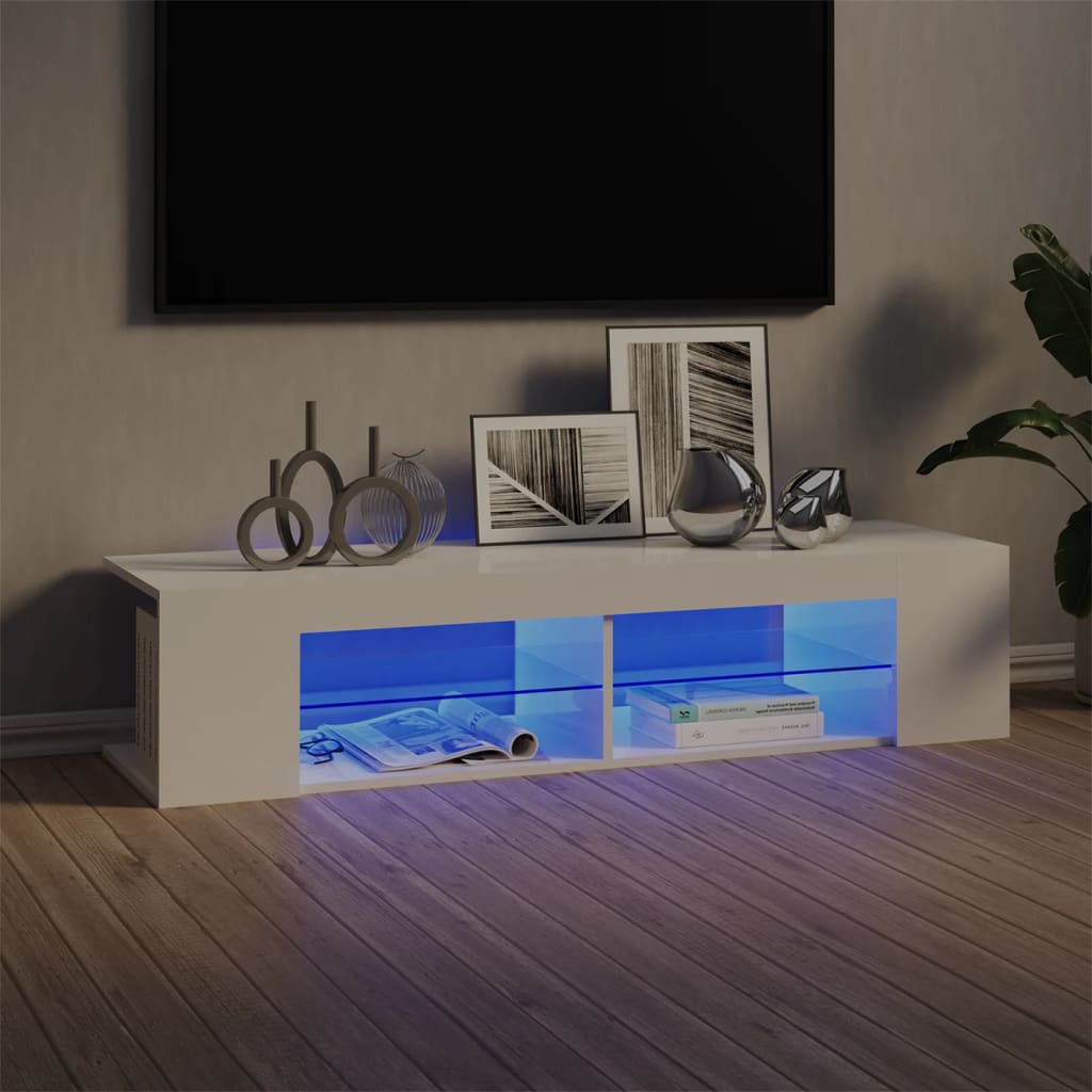 Tv-Meubel Met Led 135X39X30 Cm Bewerkt Hout