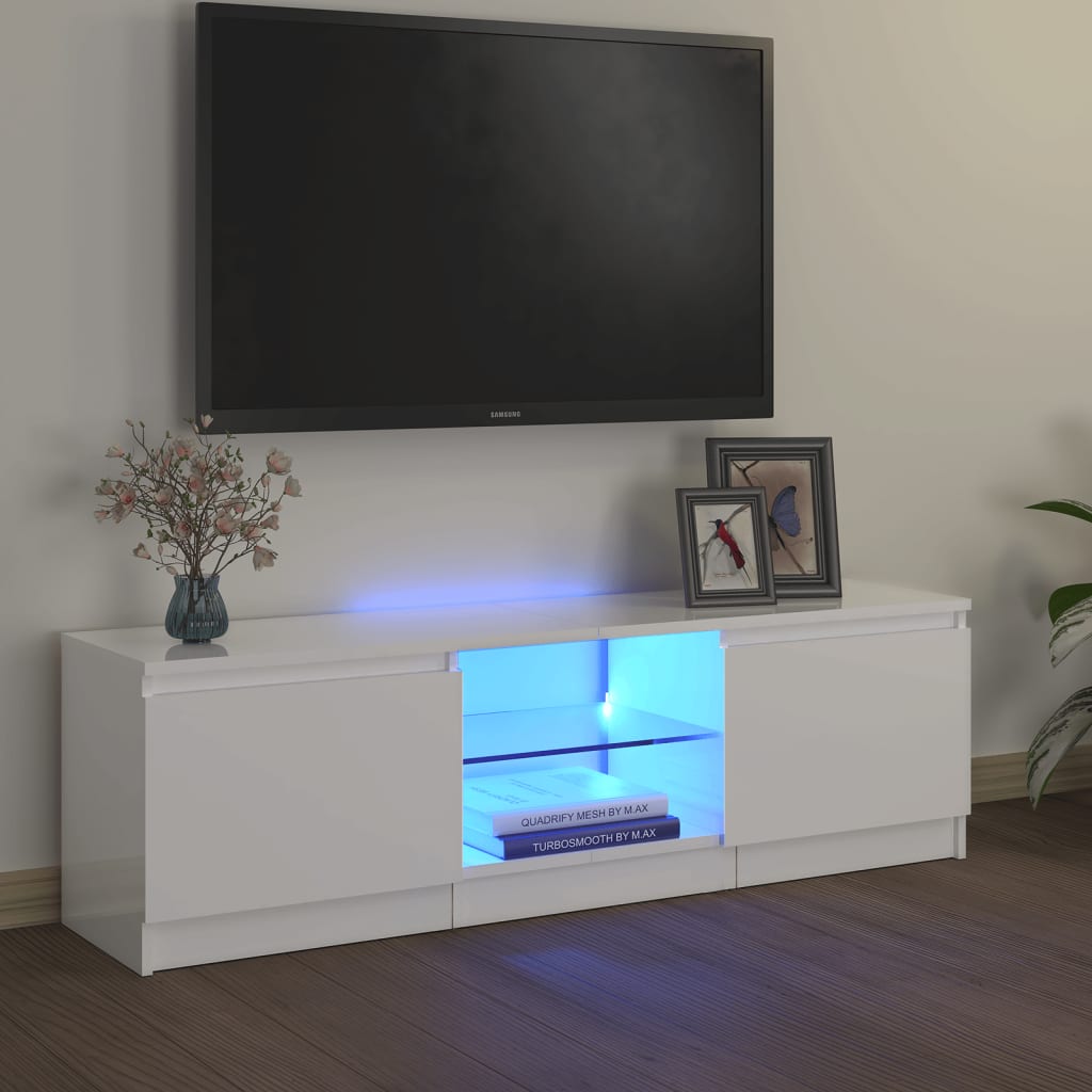 Tv-Meubel Met Led Bewerkt Hout Artisanaal Eiken