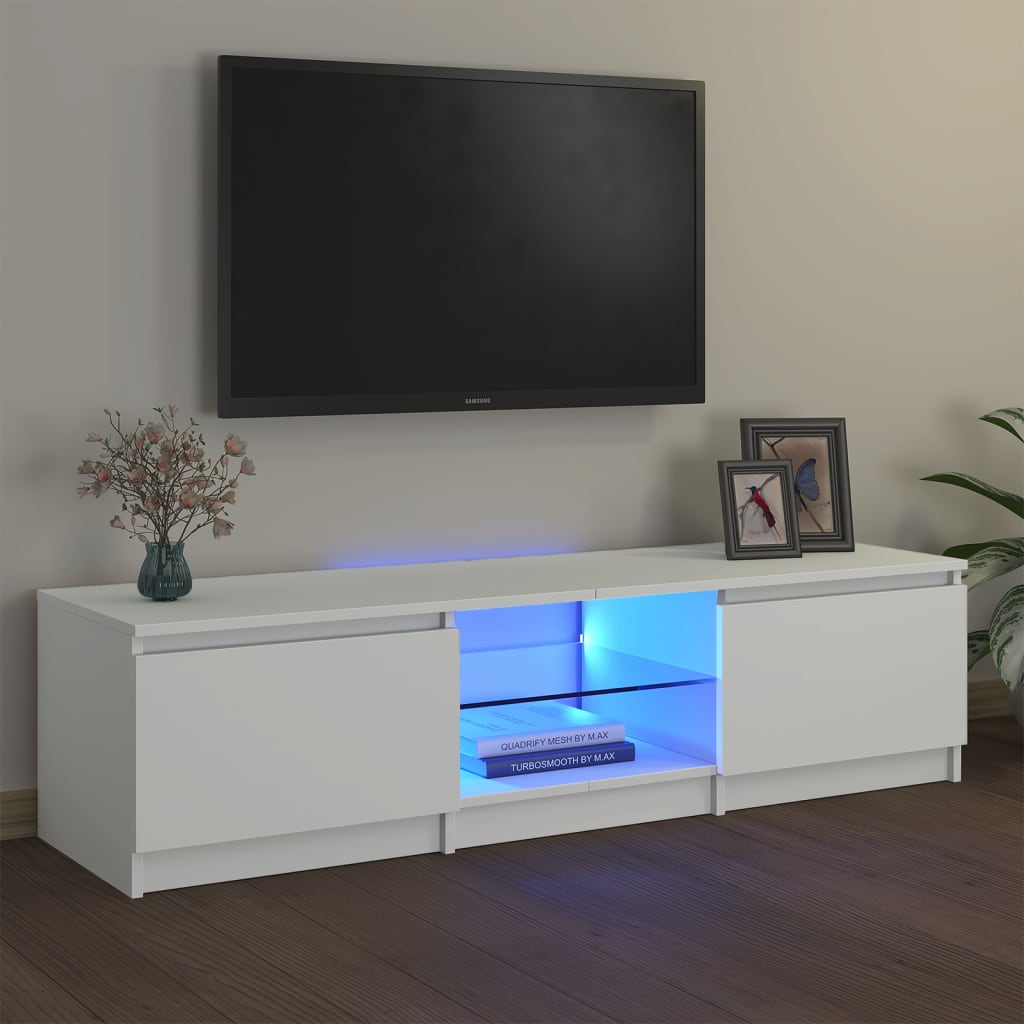 Tv-Meubel Met Led Bewerkt Hout Artisanaal Eiken