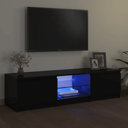 Tv-Meubel Met Led Bewerkt Hout Artisanaal Eiken