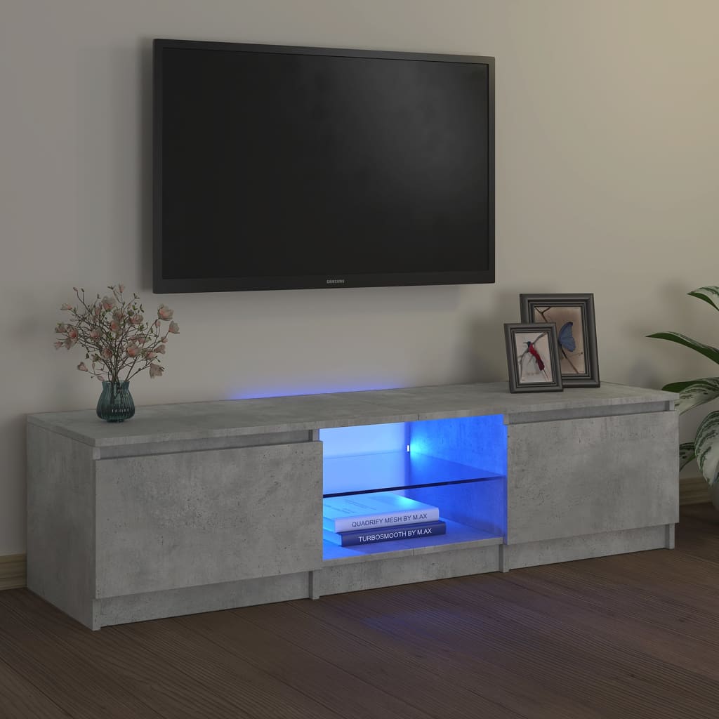 Tv-Meubel Met Led Bewerkt Hout Artisanaal Eiken