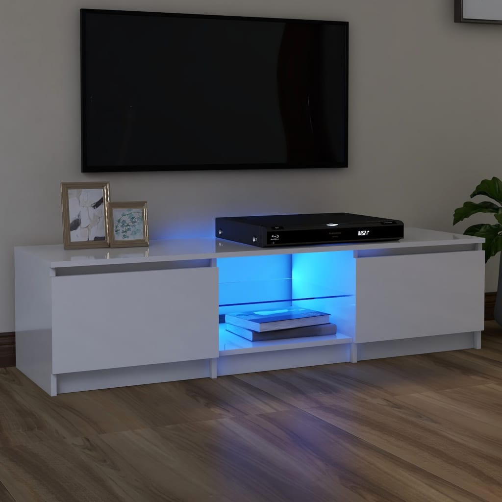 Tv-Meubel Met Led Bewerkt Hout Artisanaal Eiken