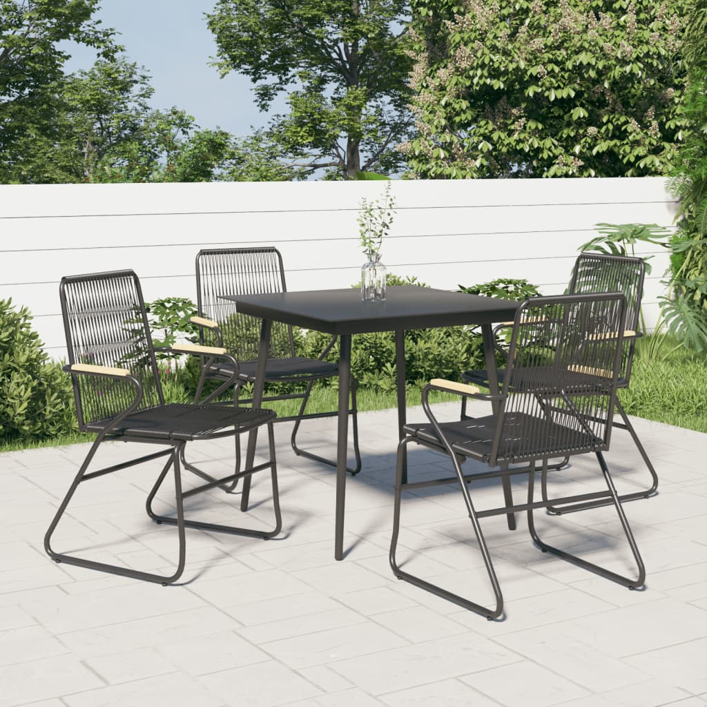 3-Delige Tuinset Pvc-Rattan Zwart