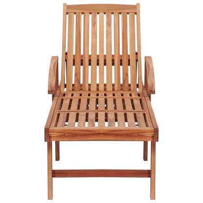 Ligbed Met Grijs Geruit Kussen Massief Teakhout