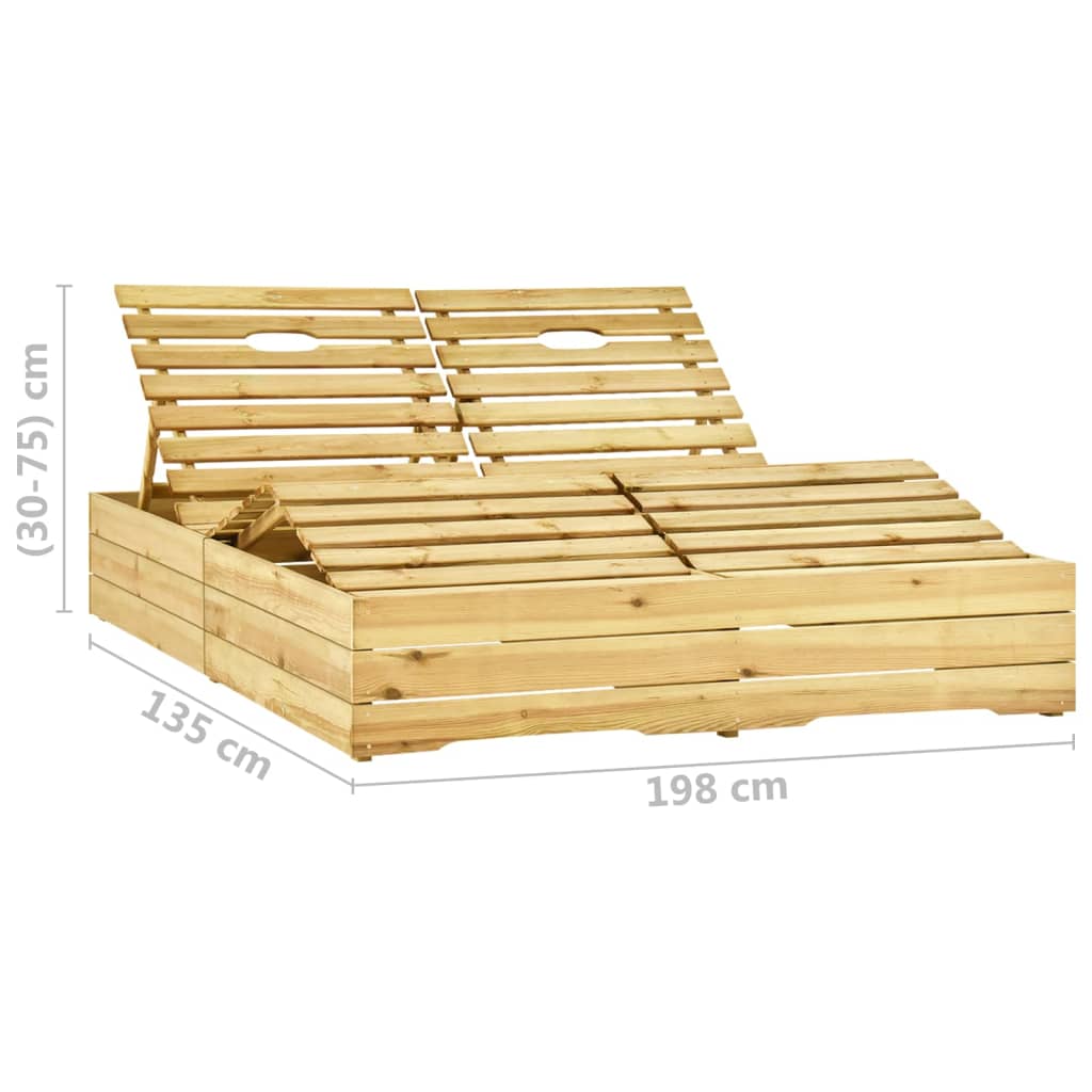 Ligbed Tweepersoons Met Kussens Geïmpregneerd Grenenhout