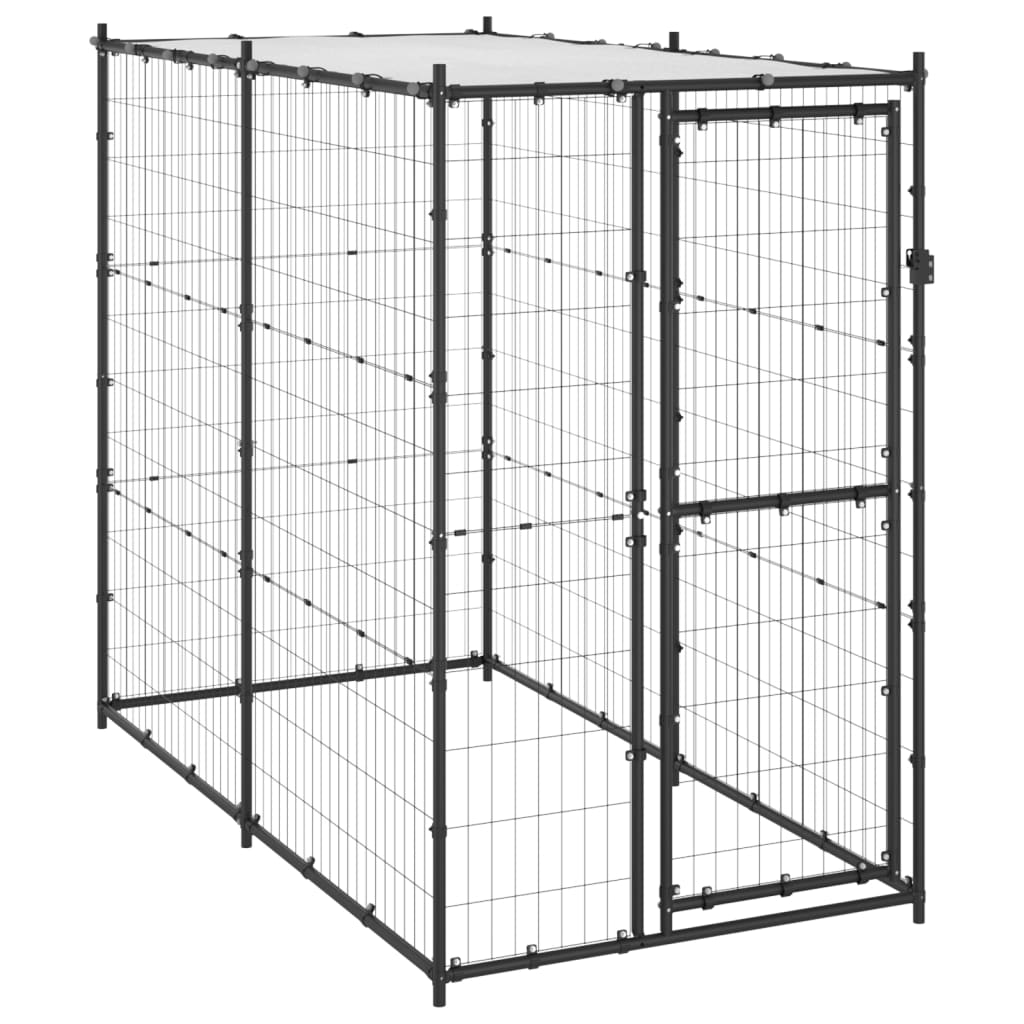 Hondenkennel Voor Buiten Met Dak 110X220X180 Cm Staal