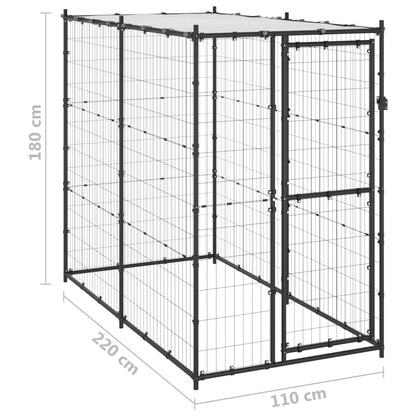 Hondenkennel Voor Buiten Met Dak 110X220X180 Cm Staal