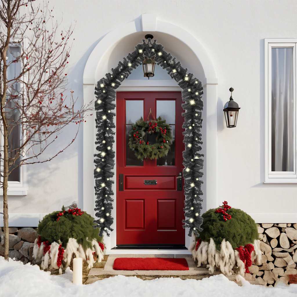 Kerstslinger Met Led-Lampjes Zwart