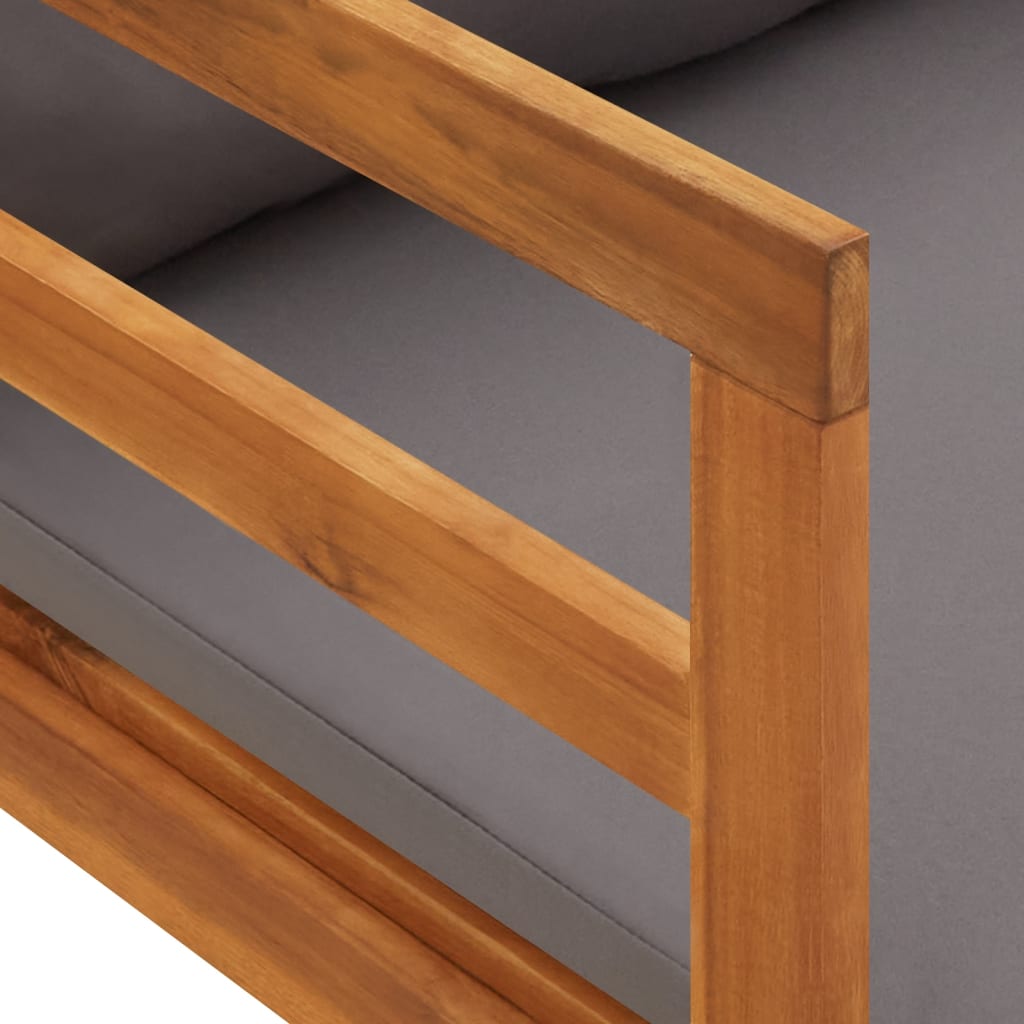 Ligbed Met Donkergrijze Kussens Massief Acaciahout