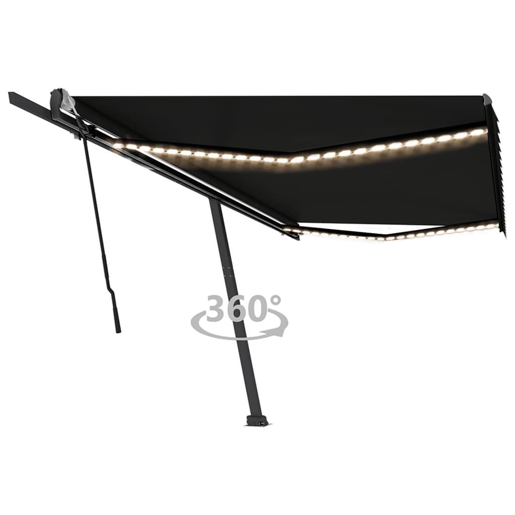 Luifel Handmatig Uittrekbaar Met Led Oranje En Bruin