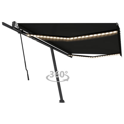 Luifel Handmatig Uittrekbaar Met Led Oranje En Bruin