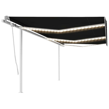 Luifel Handmatig Uittrekbaar Met Led 4,5X3,5 M Oranje En Bruin