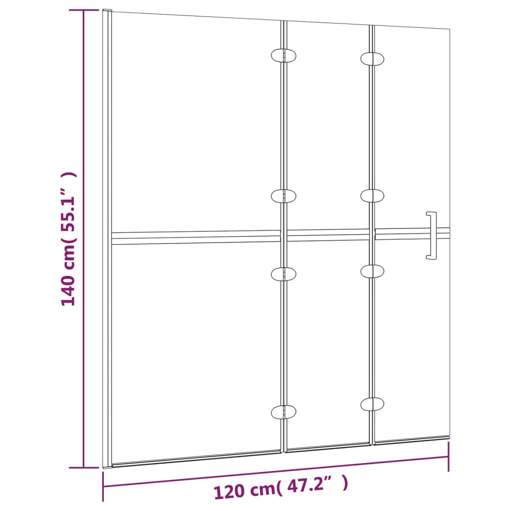 Douchewand Inklapbaar 120X140 Cm Esg Wit