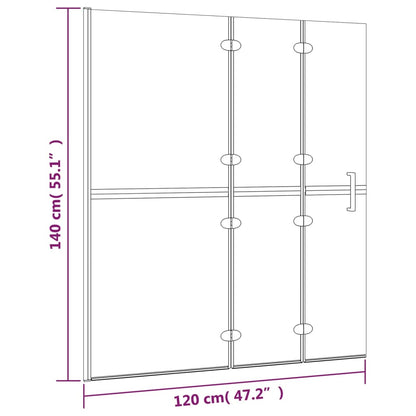 Douchewand Inklapbaar 120X140 Cm Esg Wit