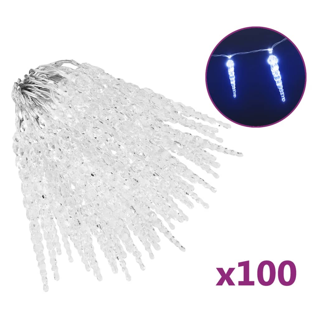 Kerstverlichting Ijspegel Met 100 Led's Acryl Blauw