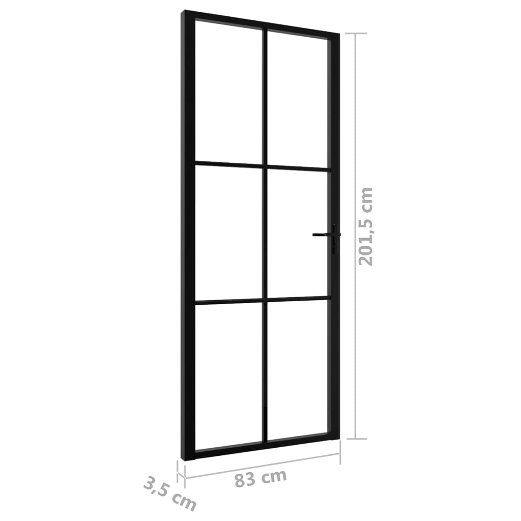 Binnendeur 83X201,5 Cm Esg-Glas En Aluminium Zwart