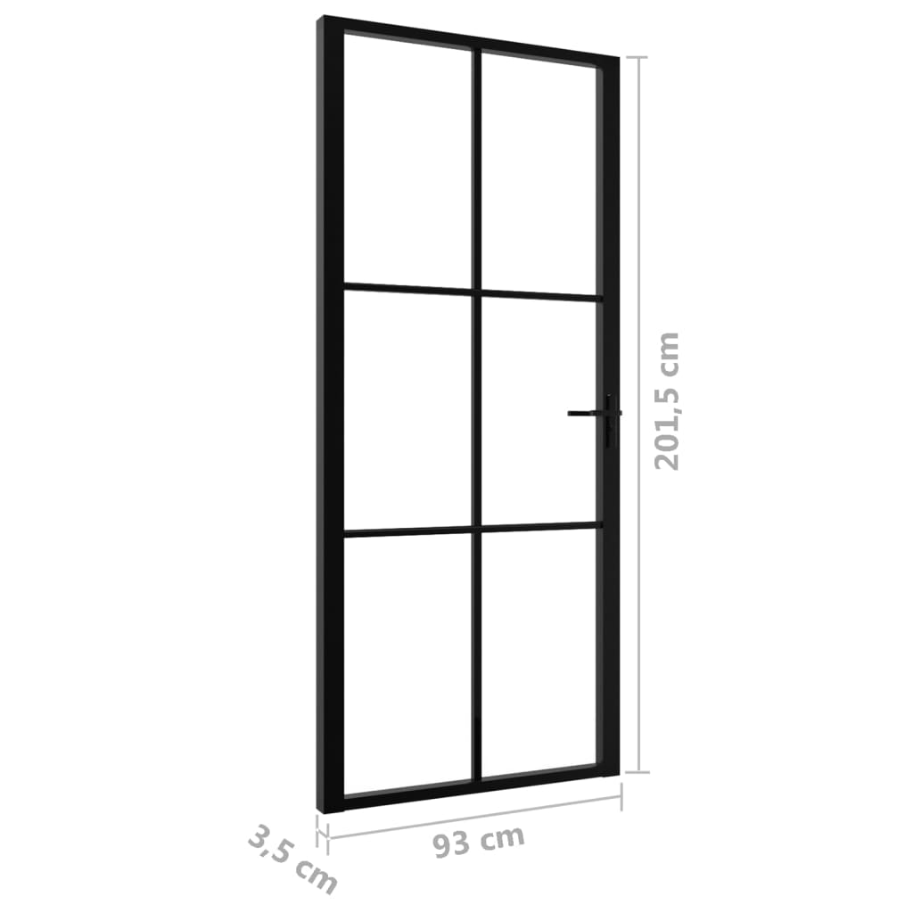 Binnendeur 93X201,5 Cm Esg-Glas En Aluminium Zwart