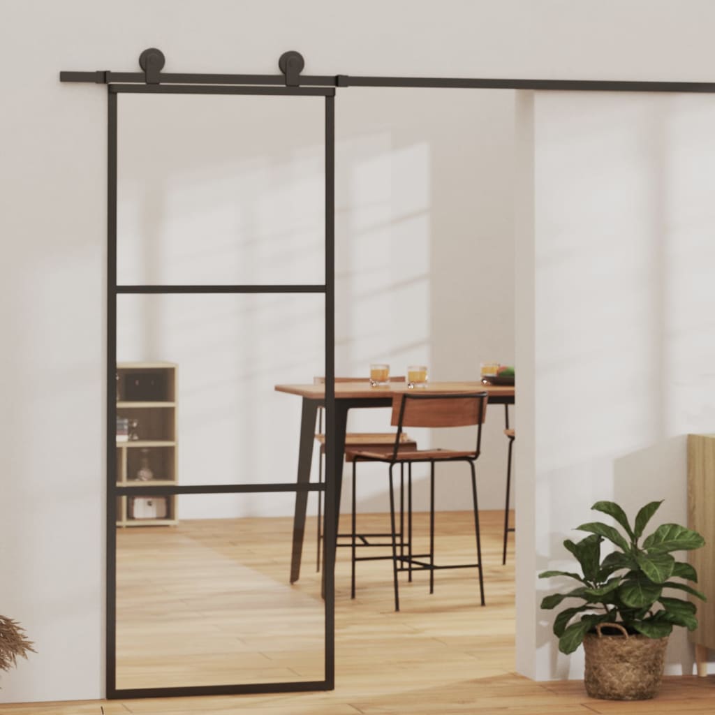 Schuifdeur Met Beslag 102X205 Cm Aluminium En Esg-Glas