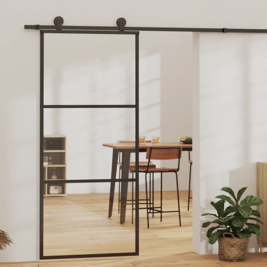 Schuifdeur Met Beslag 102X205 Cm Aluminium En Esg-Glas