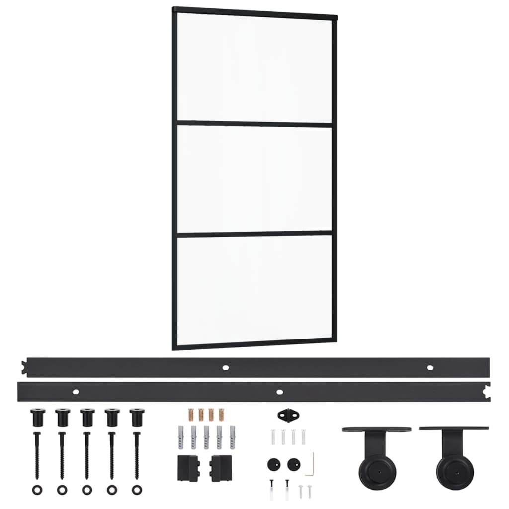 Schuifdeur Met Beslag 102X205 Cm Aluminium En Esg-Glas