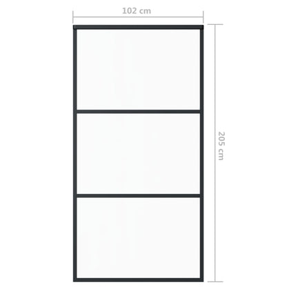 Schuifdeur Met Beslag 102X205 Cm Aluminium En Esg-Glas