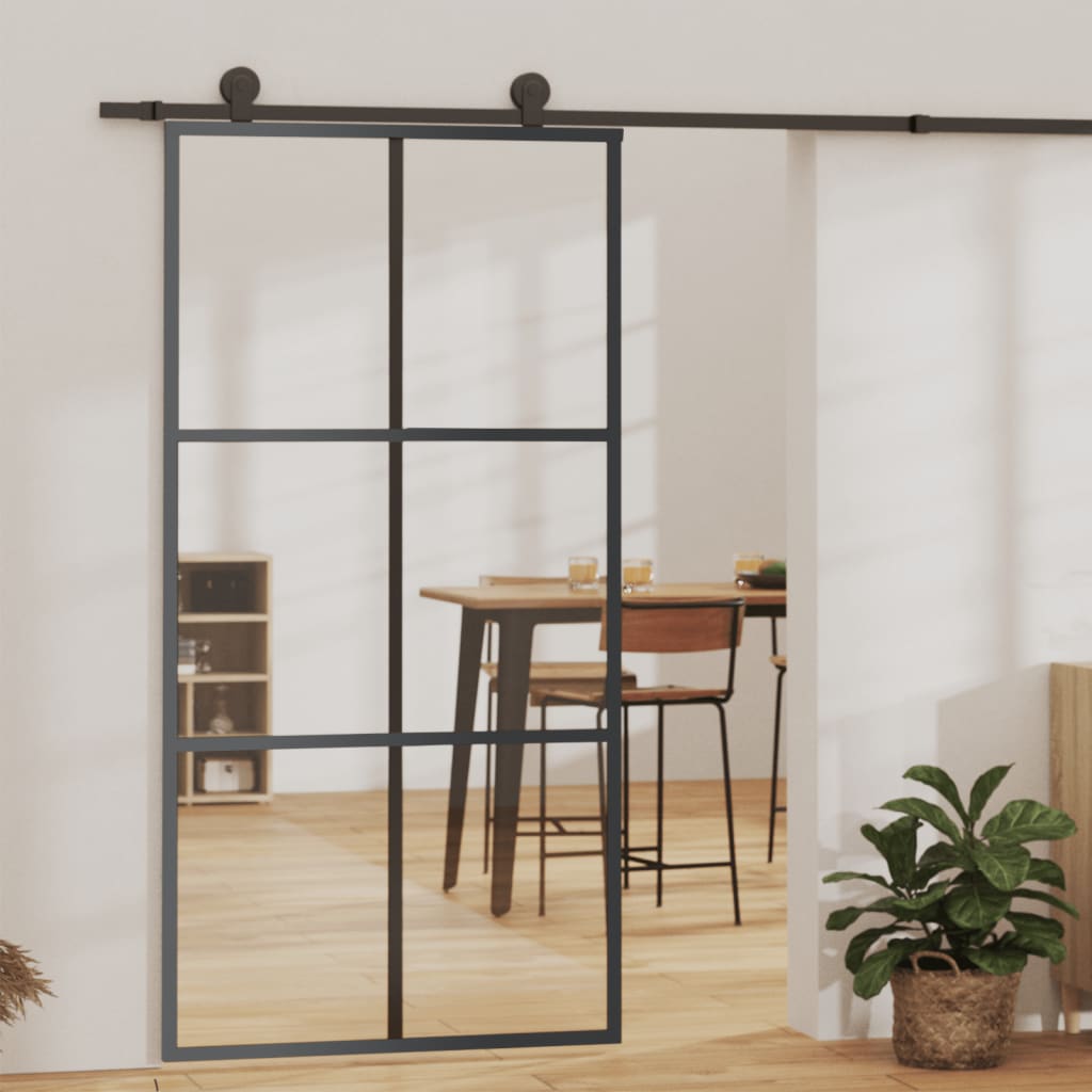 Schuifdeur Met Beslag 102X205 Cm Aluminium En Esg-Glas