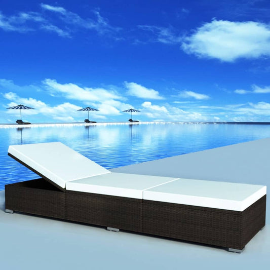 Ligbed Met Crèmewit Kussen Poly Rattan