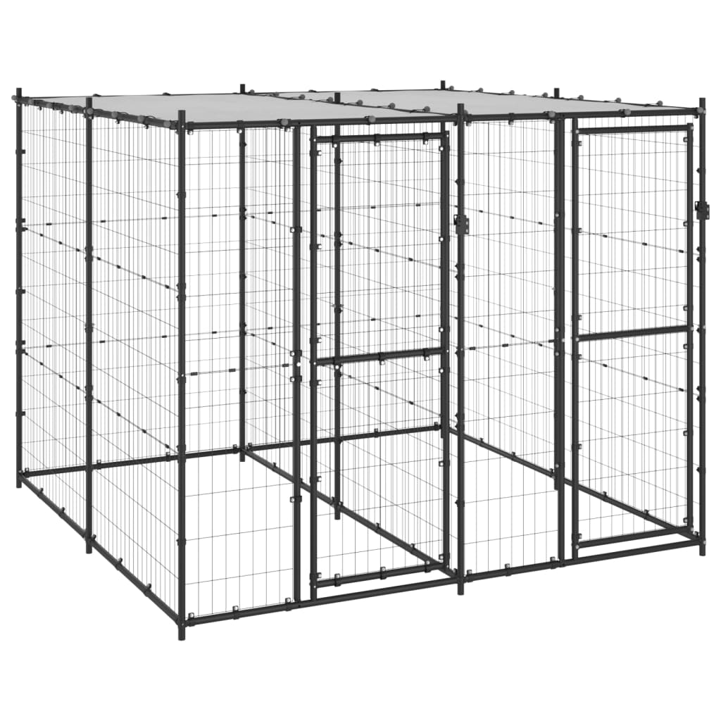 Hondenkennel Voor Buiten Met Dak 110X220X180 Cm Staal