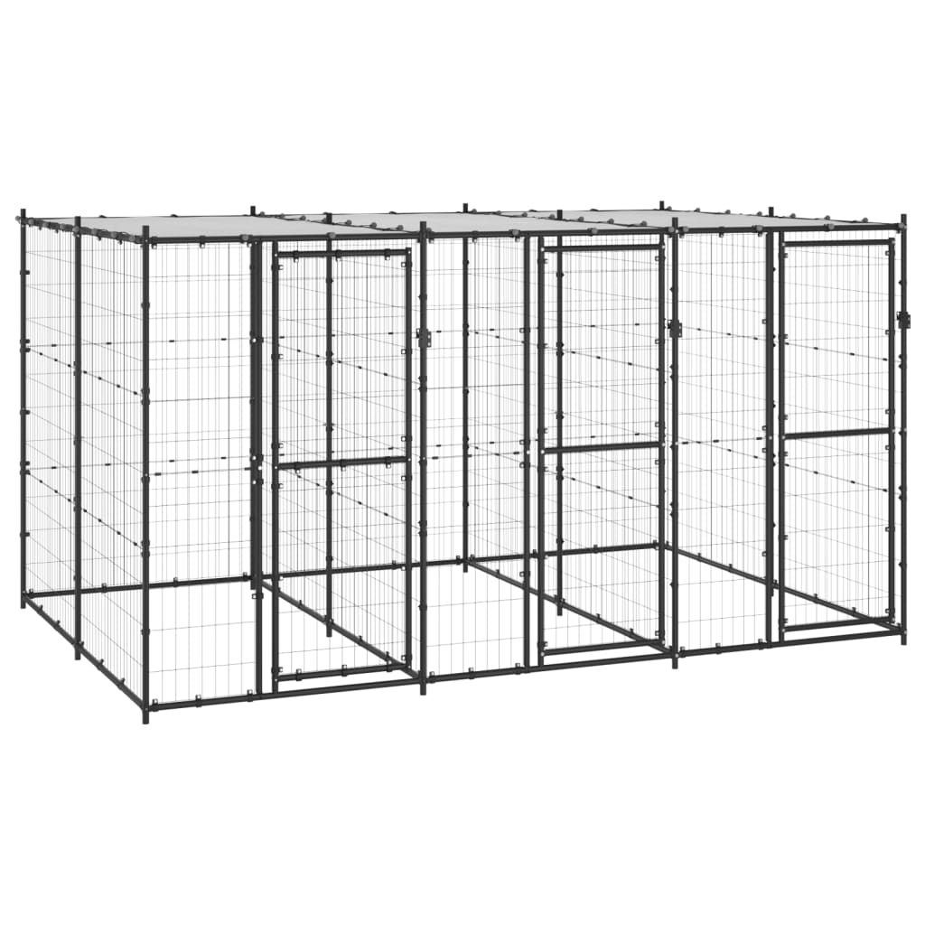 Hondenkennel Voor Buiten Met Dak 110X220X180 Cm Staal