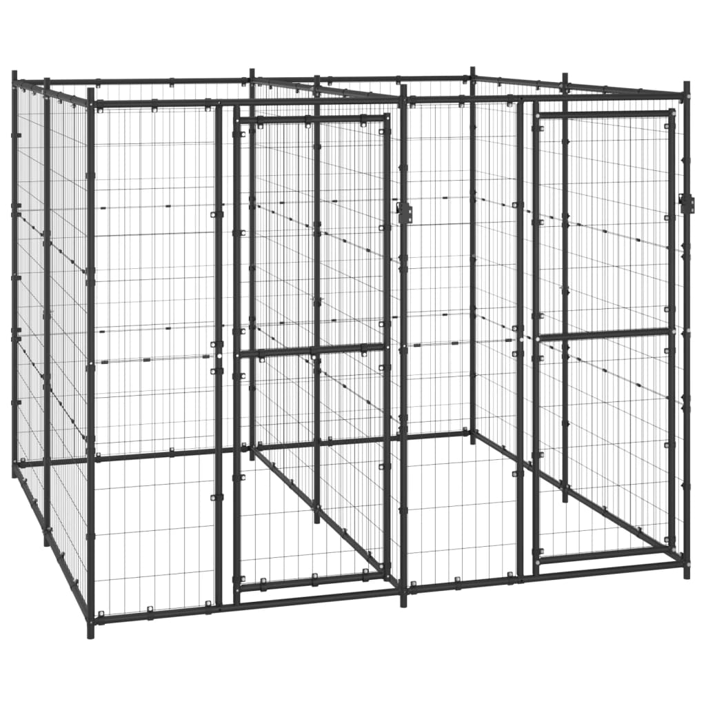 Hondenkennel Voor Buiten Met Dak 110X220X180 Cm Staal