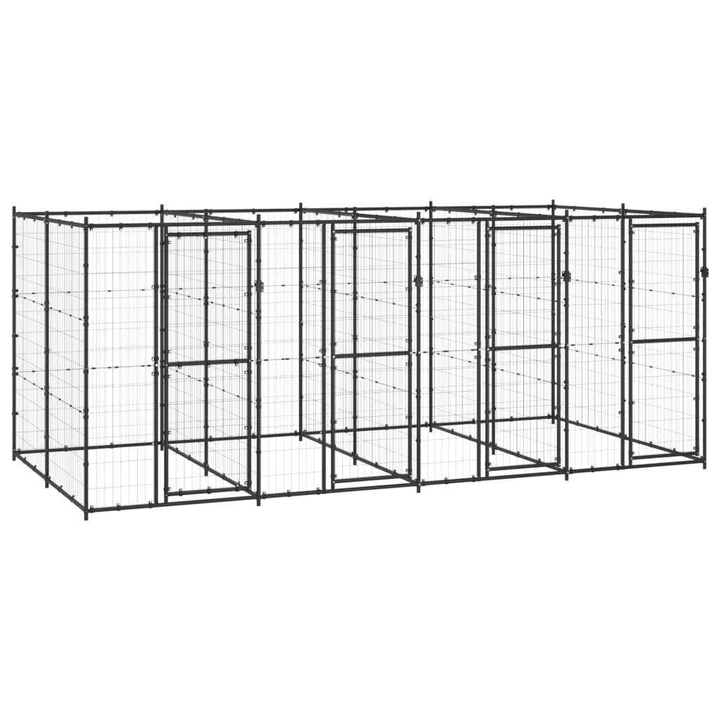 Hondenkennel Voor Buiten Met Dak 110X220X180 Cm Staal