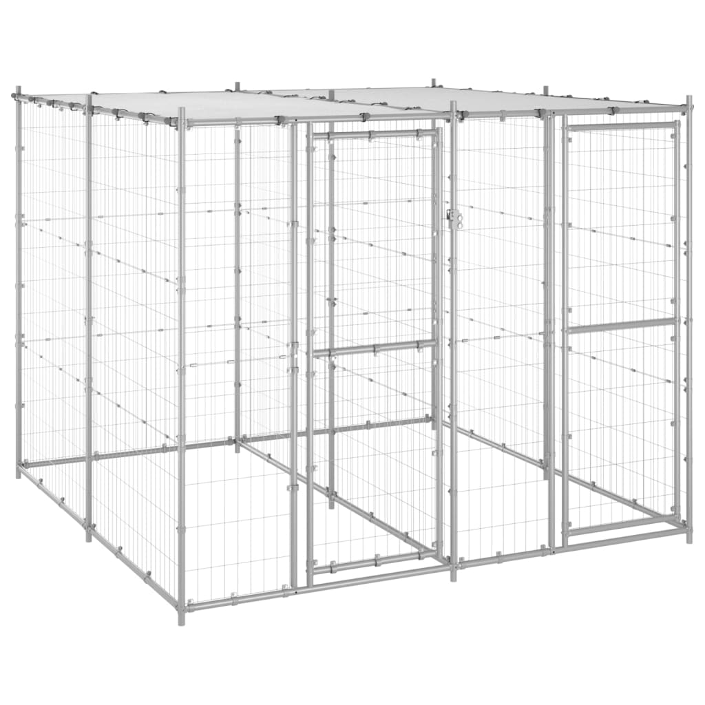 Hondenkennel Voor Buiten Met Dak 110X220X180 Cm Staal