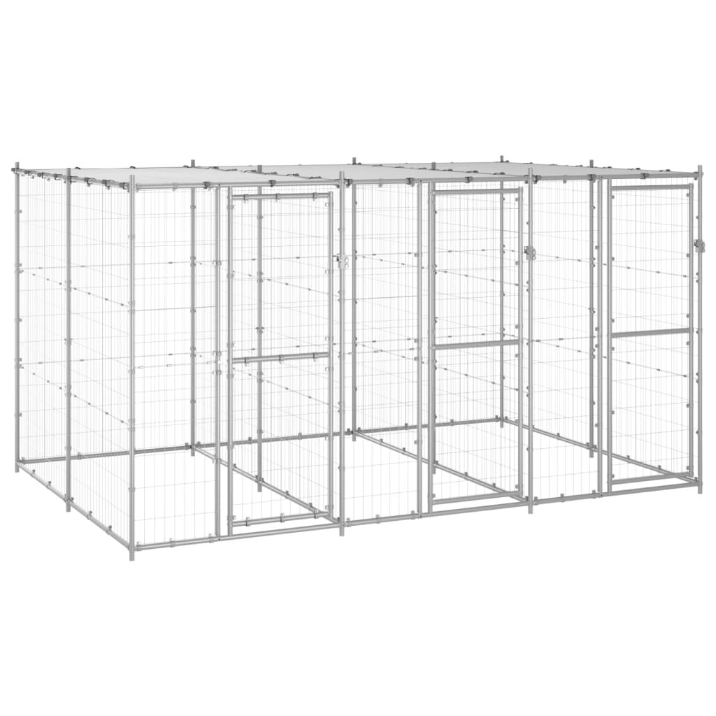 Hondenkennel Voor Buiten Met Dak 110X220X180 Cm Staal