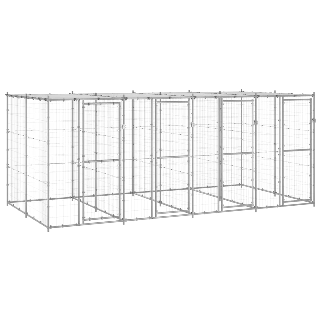 Hondenkennel Voor Buiten Met Dak 110X220X180 Cm Staal