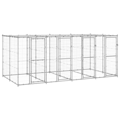 Hondenkennel Voor Buiten Met Dak 110X220X180 Cm Staal