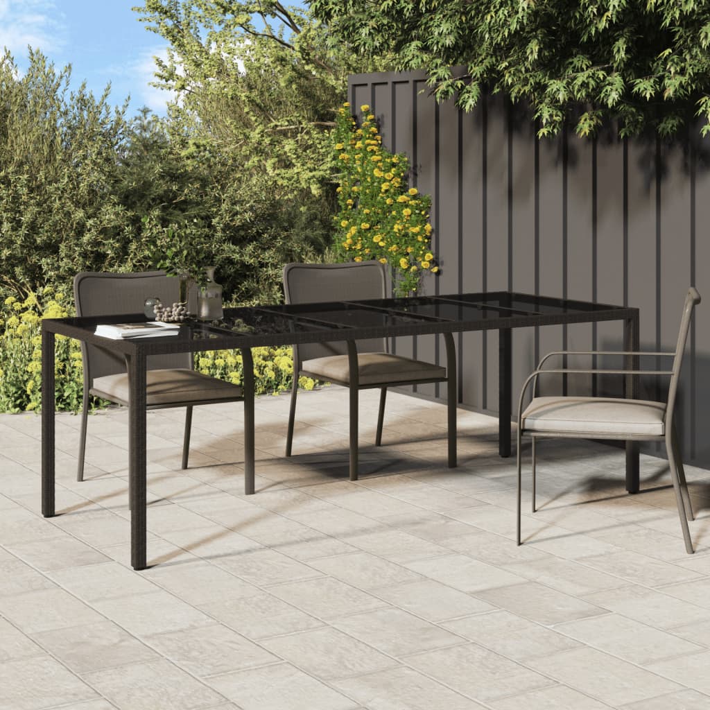 Tuintafel 250X100X75 Cm Poly Rattan En Gehard Glas