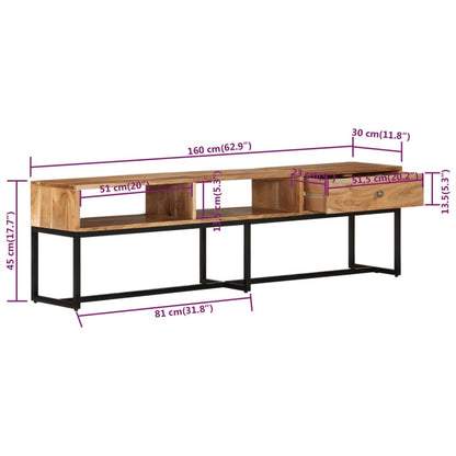 Tv-Meubel 160X30X45 Cm Massief Acaciahout