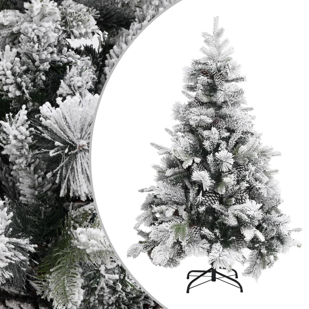 Kerstboom Met Dennenappels En Sneeuw 225 Cm Pvc En Pe Lichtgrijs