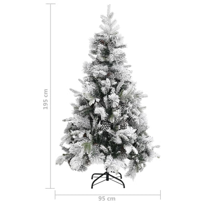 Kerstboom Met Dennenappels En Sneeuw 195 Cm Pvc En Pe