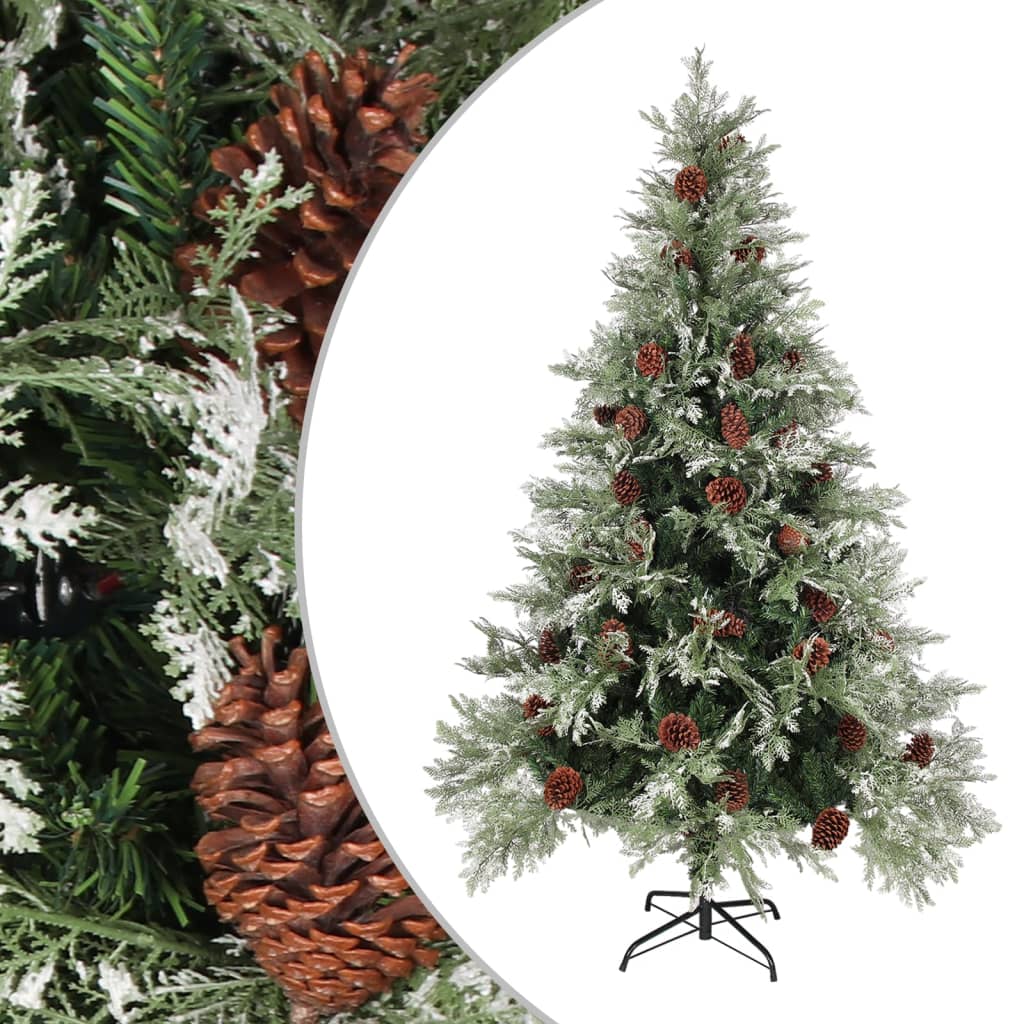 Kerstboom Met Dennenappels 225 Cm Pvc En Pe Groen En Wit