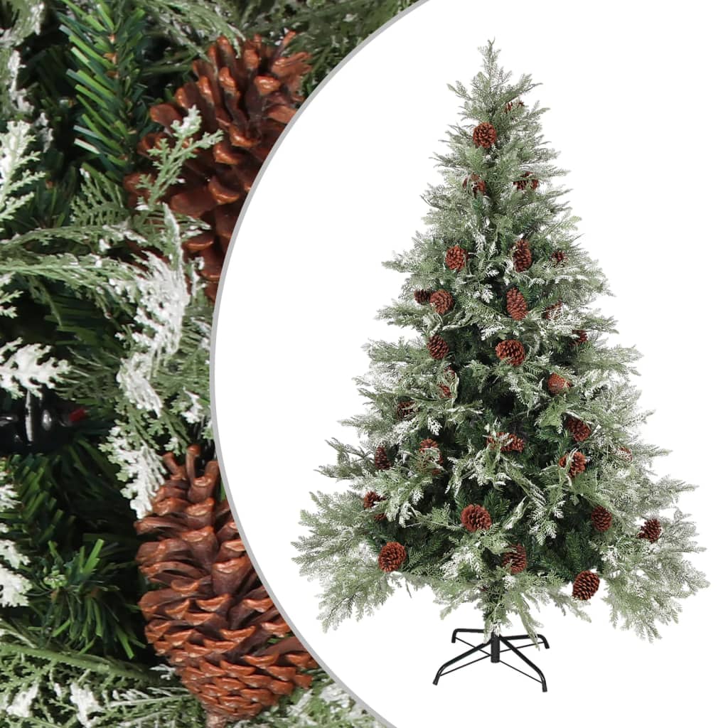 Kerstboom Met Dennenappels 225 Cm Pvc En Pe Groen En Wit