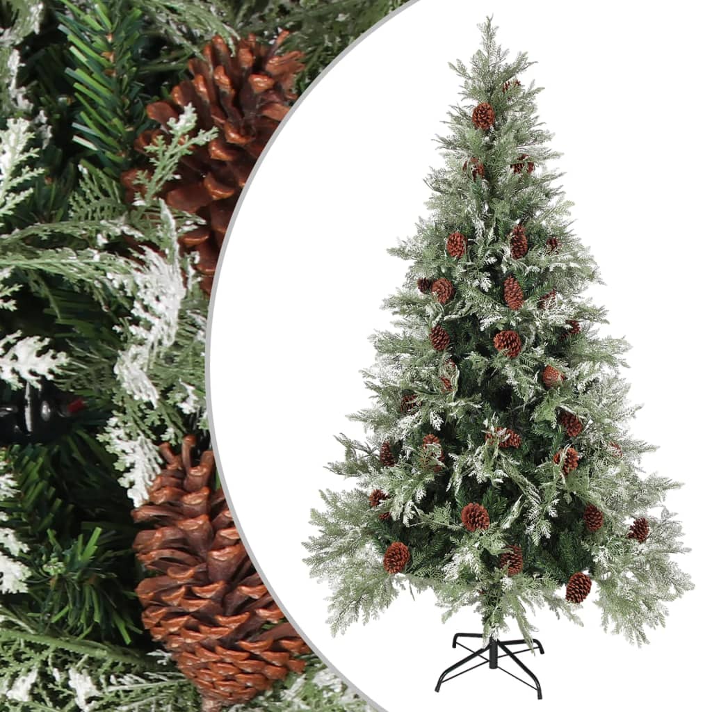 Kerstboom Met Dennenappels 225 Cm Pvc En Pe Groen En Wit