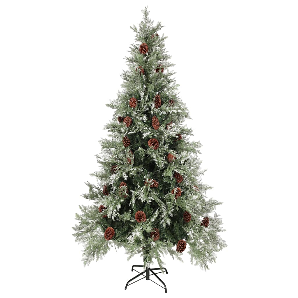 Kerstboom Met Dennenappels 225 Cm Pvc En Pe Groen En Wit