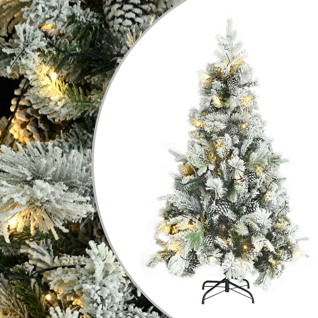 Kerstboom Met Led En Dennenappels En Sneeuw 225 Cm Pvc En Pe