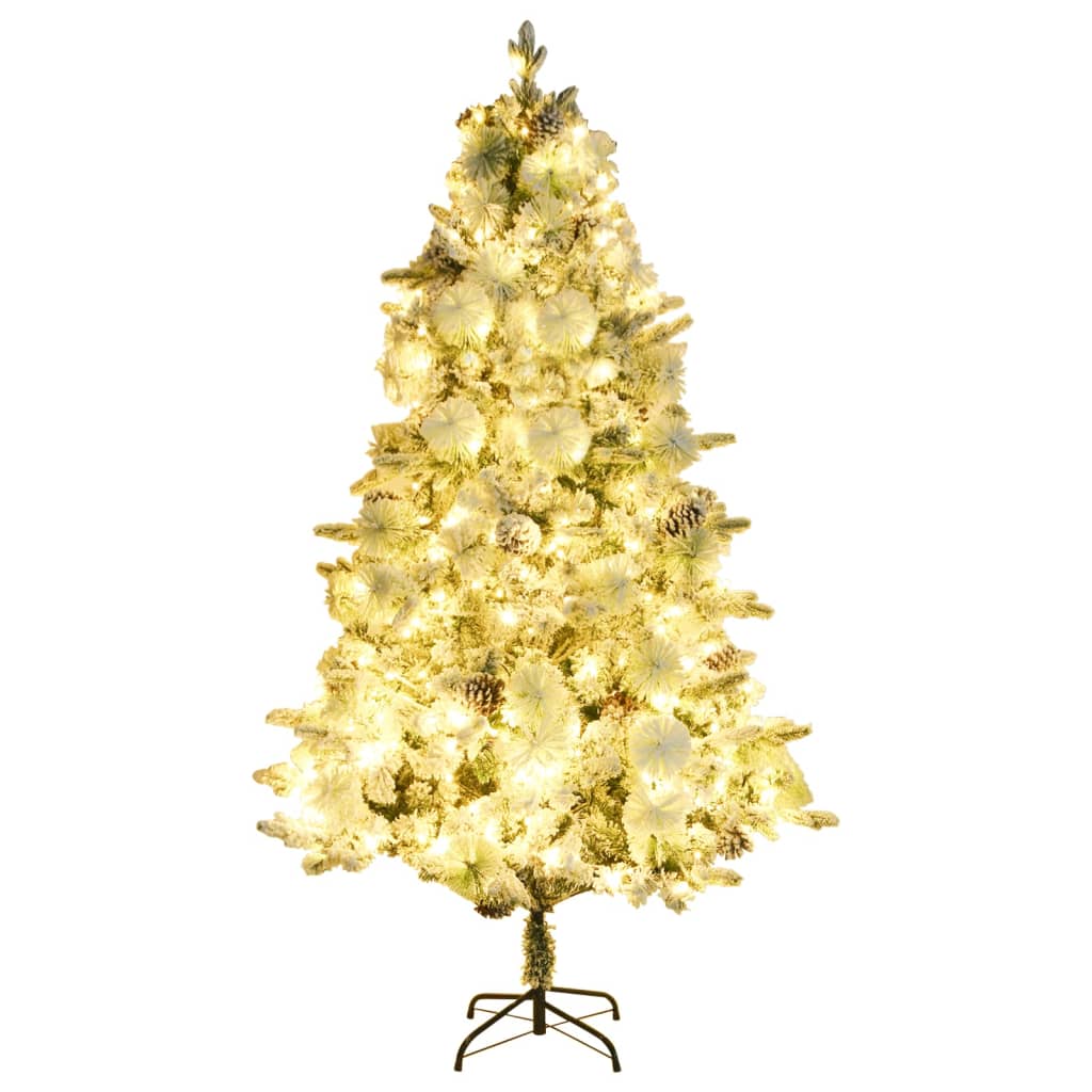 Kerstboom Met Led En Dennenappels En Sneeuw 225 Cm Pvc En Pe
