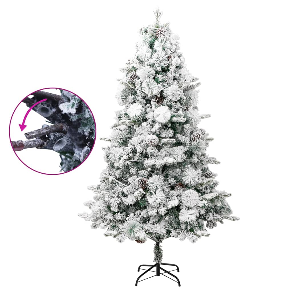 Kerstboom Met Led En Dennenappels En Sneeuw 225 Cm Pvc En Pe