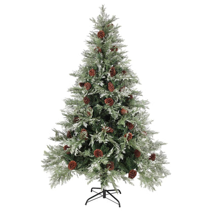 Kerstboom Met Led En Dennenappels 150 Cm Pvc En Pe Groen En Wit